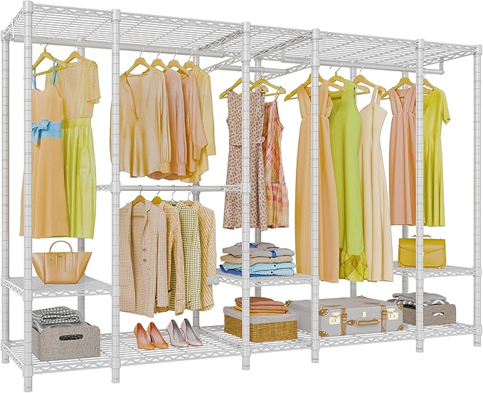 VIPEK V50 White Closet Rack, Extra Large Heavy-Duty Freestanding Wardrobe with Adjustable Shelves for Bedroom, Apartment, Wal