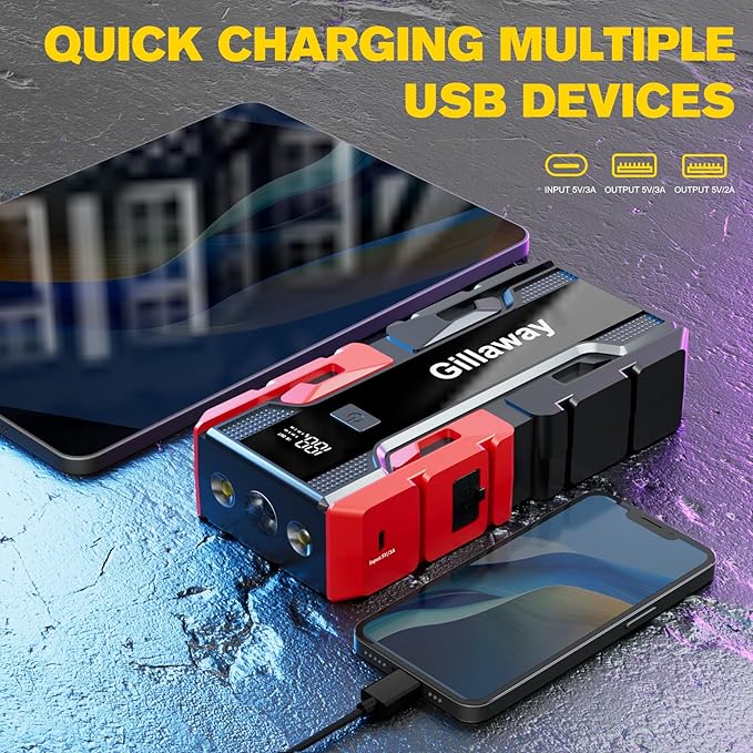 001B 3000A Car Jump Starter Battery Pack (Up to 9.0L Gas and 7.0L Diesel Engine), 12V Car Charger Jump Starter Portable