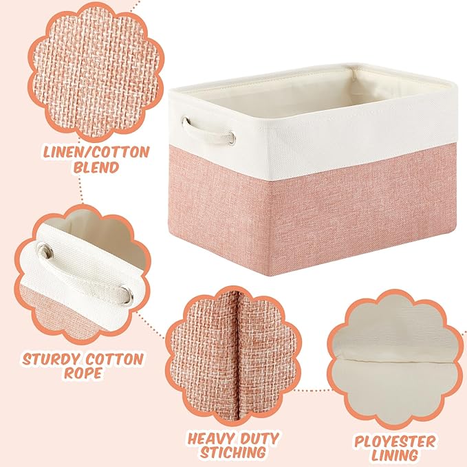 Geiserailie 6 Pcs 15 x 11 x 9.5 Inch Cube Storage Bins Fabric Storage Organizer Bins Foldable Cube Baskets with Sturdy Carry 