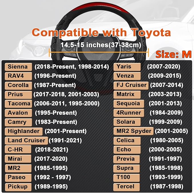 GIANT PANDA Steering Wheel Cover for Toyota, Auto Car Steering Wheel Cover for Toyota Highlander Rav4 Corolla Camry,Standard 
