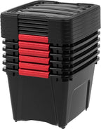 IRIS USA 19 QT Plastic Storage Box with Lid and Latches - 6 Pack - BPA-Free, Garage Organizing Solution, Durable Nestable Sta