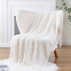 BATTILO HOME Cream Throw Blanket for Couch, Boho Bedroom Decor Throws, Decorative White Throw for Sofa Living Room, 50"x60"