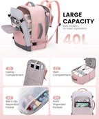 LOVEVOOK Large Travel Backpack for Women, TSA Carry on Backpack for Airplanes, 40L Personal Item Travel Bag for Women fits 17