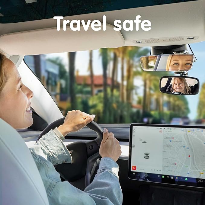 Onco Baby Car Mirror Bundle – Rear & Forward Facing Mirrors, Double Award-Winning, 100% Shatterproof & Shakeproof, 360° Rotation, Wide Convex View, Newborn Essentials