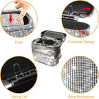 Accmor Bling Car Trash Can with 30pcs Garbage Bags, Vehicle Trash Bin with Lid Auto Dustbin Organizer Garbage Storage, Sparkling Crystal Mini Trash Container Holder