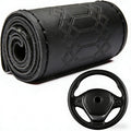 DEEYOTA Car Steering Wheel Cover Universal Fit Round Stitch Steering Wheel Wrap Thin PU Leather Steering Wheel Cover Sewn on 