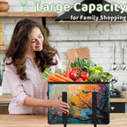 Reusable Grocery Bag, Foldable Large Shopping Tote Bag for Groceries Kitchen Picnic Car Trunk