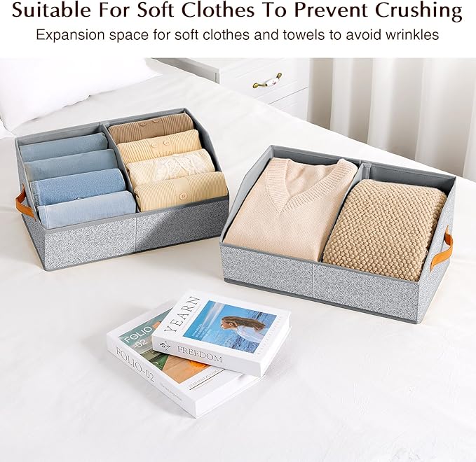 Homsorout Closet Organizers and Storage Bins - 6 Pack Collapsible Divided Trapezoidal Cube Storage Bins Baskets with Orange H