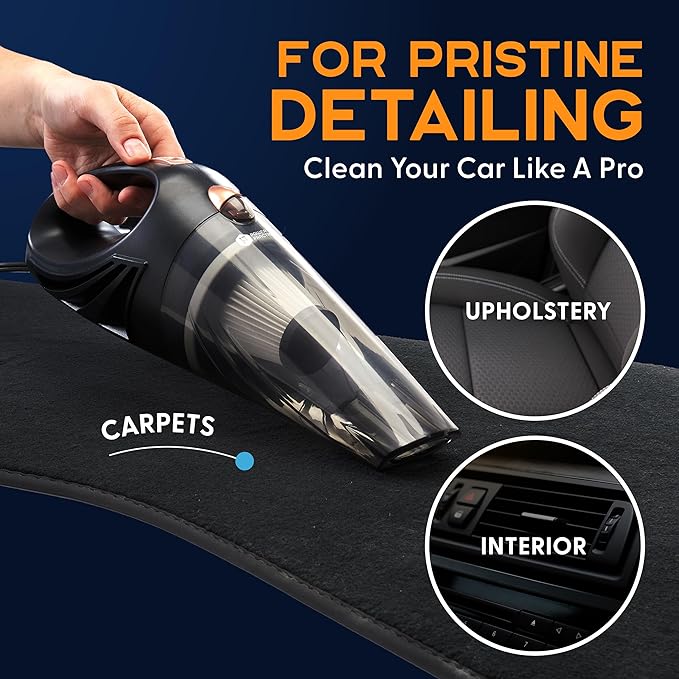 THISWORX Car Vacuum Cleaner - Portable, High Power, Handheld Vacuums w/ 3 Attachments, 16 Ft Cord & Bag - 12v, Auto Accessori