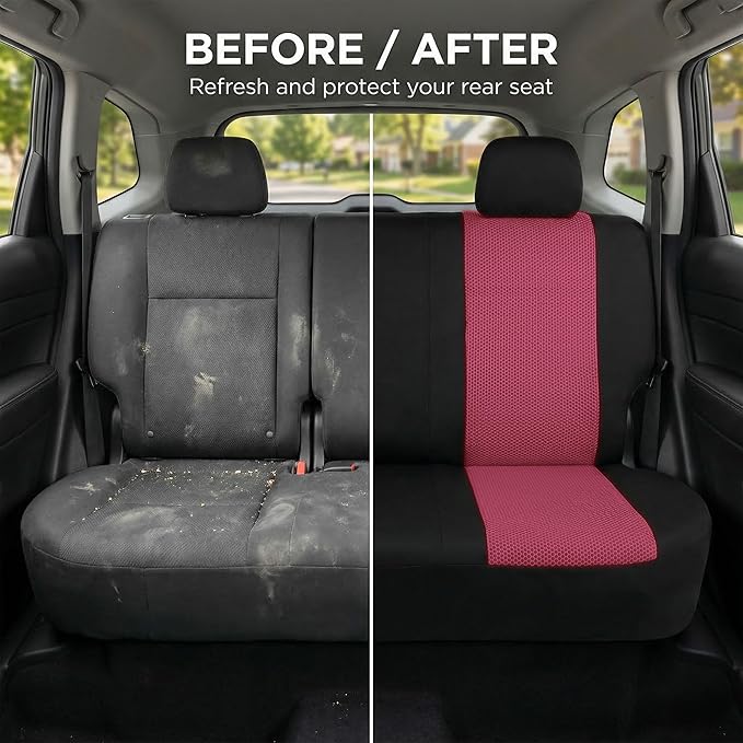 FH Group Automotive Rear Car Seat Covers for SUV, Trucks, Sedan and More - Universal Fit Rear Solid Bench Design Interior Acc