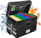 DocSafe Fireproof Document Box with Lock, File Storage Organizer with Mesh Pockets, Collapsible Portable File Box Home Office