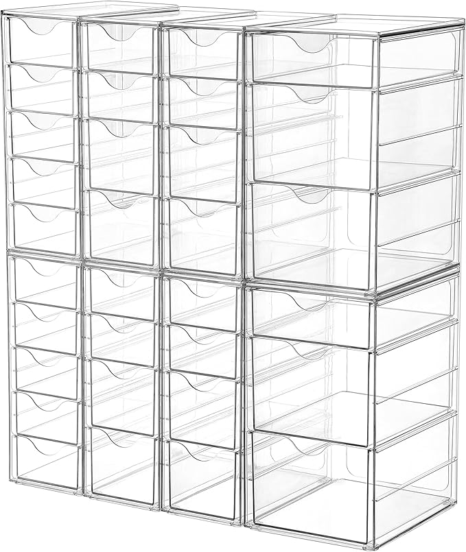 Vtopmart Acrylic Organizer with 32 Drawers, Desk Organizers and Accessories, Clear Makeup Organization, Dustproof Storage Dra