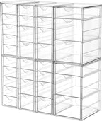Vtopmart Acrylic Organizer with 32 Drawers, Desk Organizers and Accessories, Clear Makeup Organization, Dustproof Storage Dra