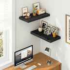 Vivelove Black Floating Shelves 24 Inches Wide, 12" Deep Wall Shelves for Bedroom, Bathroom, Living Room, Kitchen, Office, Ru