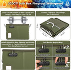 TOMKID 5200°F Fireproof Document Box, Fire Important Document Organizer with Lock, Upgraded Heat Insulated Filing Storage Cab