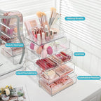 Vtopmart 5 Tier Clear Makeup Organizer with Drawer, Cosmetic Storage for Dresser Countertop and Bathroom Vanity, Beauty Holde