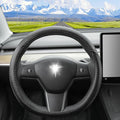 Custom Fit for Tesla Model 3 Steering Wheel Cover,Tesla Steering Wheel Cover Model 3 is Premium Leather Excellent Hand Texture,Non-Slip,Breathable, for Tesla Model 3 Accessories (Deluxe)