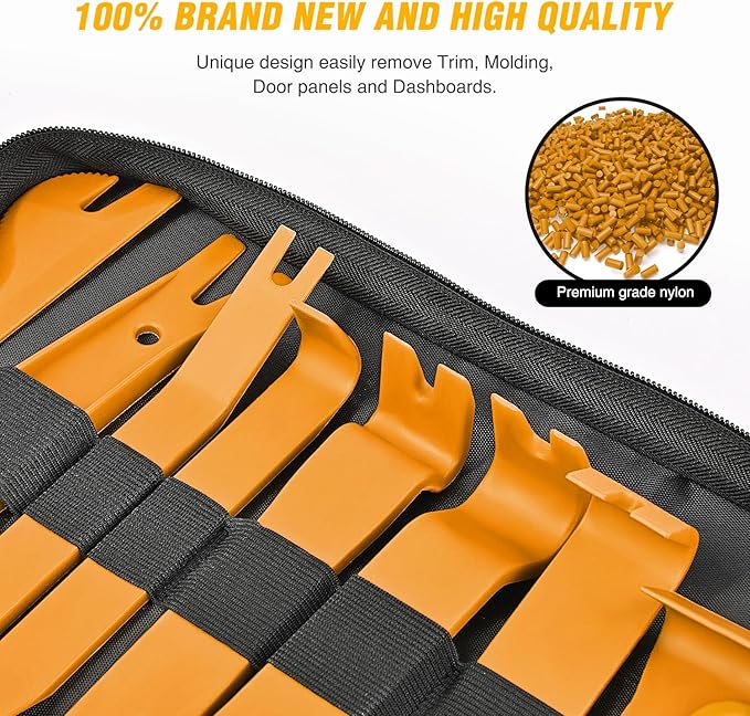 GOOACC 102Pcs Trim Removal Tool, Auto Push Pin Nylon Bumper Retainer Clip Set Fastener Terminal Remover Tool Round Handle Cro