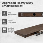 RICHFOCUS Elm Floating Shelves for Wall - 24" W x 9.3" D Rustic Solid Wood Shelves with Invisible Bracket, Wall-Mounted for L
