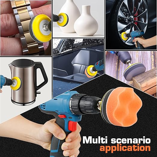 133pcs 3 Inch Sanding Disc Drill Polishing Kit Sanding Attachment, Headlight Restoration Kit, Hook and Loop Sanding Pads 60 to 7000 Wet Dry Sandpaper, Drill Sanding Attachment for Car, Wood, Metal