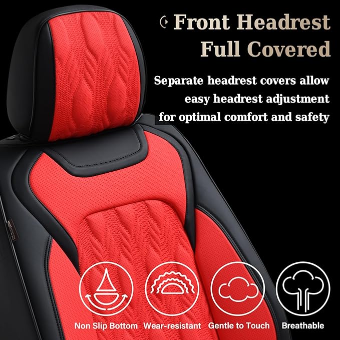 Coverado Car Seat Cover Full Set, Luxury Leather Seat Covers for Front and Rear, Waterproof Seat Covers 5 Seats, Car Seat Pro