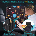 Car Window Shades, 2 Packs Magnetic Car Sun Shades for Baby, 2 Layers for Blackout/See Through Options Colorful Starry Pattern Side Window Curtain for Kids Heat/UV Blocker
