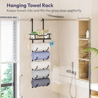 SWTYMIKI Over the Door Towel Rack - 6 Tier Towel Racks for Bathroom Wall Mounted, Towel Holder with Shelf, Hanging Rolled Tow