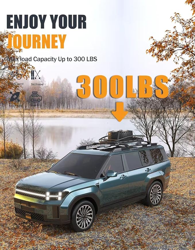 KINGGERI 300LBS Lockable Roof Rack Cross Bars Compatible with 2024 2025 2026 Hyundai Santa Fe & Santa Fe Hybrid with Raised Side Rails (Not for SE), Aluminum Heavy Duty Crossbar Luggage Accessories