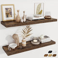 Fun Memories 12 Deep Floating Shelves, 40W x 12D Floating Shelves for Wall Set of 2, Extra Deeper Hanging Wood Shelves for Wa