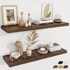 Fun Memories 12 Deep Floating Shelves, 40W x 12D Floating Shelves for Wall Set of 2, Extra Deeper Hanging Wood Shelves for Wa