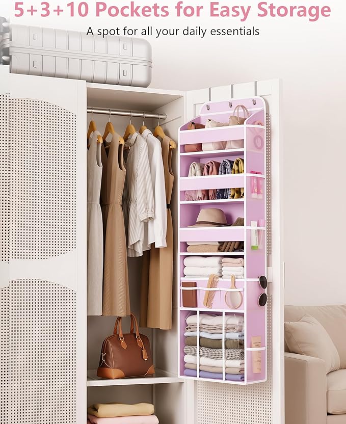 OneDream 5-Tier Over the Door Organizer with Removable Storage Caddy, Baby Clothes Organizer for Nursery, Hanging Behind Door
