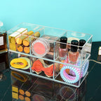 JessLab Acrylic Organizer, 2PK Cube Sections Makeup Organizer for Drawer, Makeup Organizer for Vanity, Countertop, Bathroom, 
