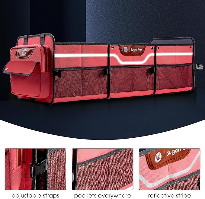 Car Trunk Organizer for SUV, Heavy Duty Waterproof Trunk Organizer, Foldable Collapsible Car Organizer with Cooler,