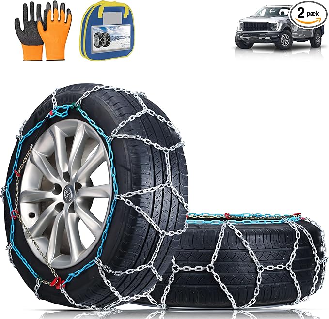 Heavy Duty Snow Chains Tire Chains for Light Truck, SUV & Pickup, Easy Installation, Wear-Resistant Alloy Steel for Superior 
