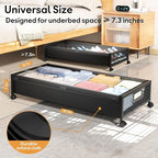 Under Bed Storage with Wheels，4 Pack Under Bed Storage Containers,Underbed Shoe Storage Bedroom Large Capacity Under Bed Stor