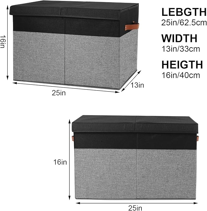 Gowee Large Toy Storage Box with Lid, Sturdy Toys Storage Chest Bin Organizer Basket with Dividers for Kids, Boys, Girls, Nur