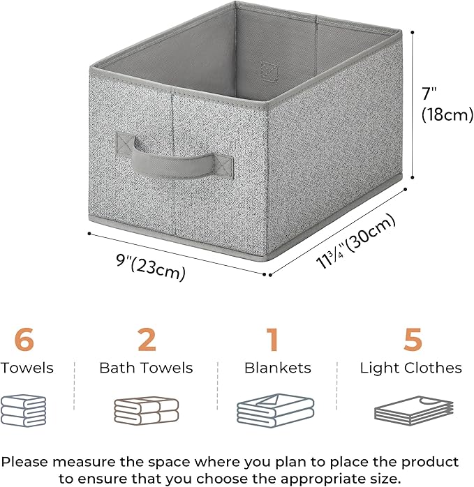 GRANNY SAYS Small Closet Storage Bins for Shelves, Storage Basket with Handles, Collapsible Storage Boxes, Decorative Organiz
