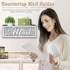 Crushed Diamond Mail Organizer, Crystal Mail Organizer Countertop, Mirror Letter Holder, Mail Tray, Mail Holder Box for Desk,