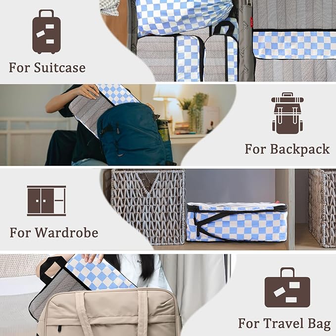 U+U 6 Set Compression Packing Cubes - Ultralight Travel Organizers with Laundry Bag, Space-Saving Suitcase Organizer for Trav