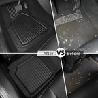 CAR PASS Heavy Duty Rubber Floor Mats for Car, Waterproof Liner Deep Dish Car Mats Full Sets, Universal Trim to Fit for SUV Truck Sedans Vans, All Weather Automotive Floor Mats 3pcs, Solid Black