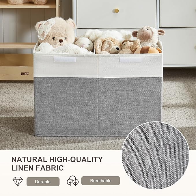 Large Toy Storage Box with Lid, Collapsible Toys Storage Organizer Bins with Dividers and Handles, Storage Chest Bin for Kids