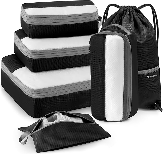 6 Set Compression Packing Cubes for Travel, Lightweight and Space-Saving Luggage Organizer Bags, Sturdy Travel Essentials for