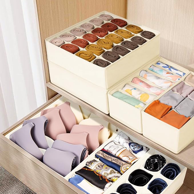 Drawer Organizer Clothes, 8 Pack Dresser Organizer Bins for Baby Clothes, Underwear Sock, Fabric Closet Organization and Stor