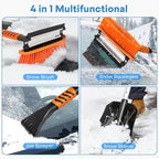 41.5" Extendable Ice Scraper and Brush for Car Windshield, 4 in 1 Snow Shovel Snow Brush Scraper Kit with Foam Grip and 180° Pivoting Brush Head, for Cars, Trucks, SUVs, Vehicle