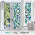 Coavas Decorative Window Privacy Film, Heat Control Sun Blocking Stained Glass Window Film, Floral Design Static Cling, Non Adhesive Windows Tint for Bathroom Front Door(Vinyl, 17.5" x 118.1 ")