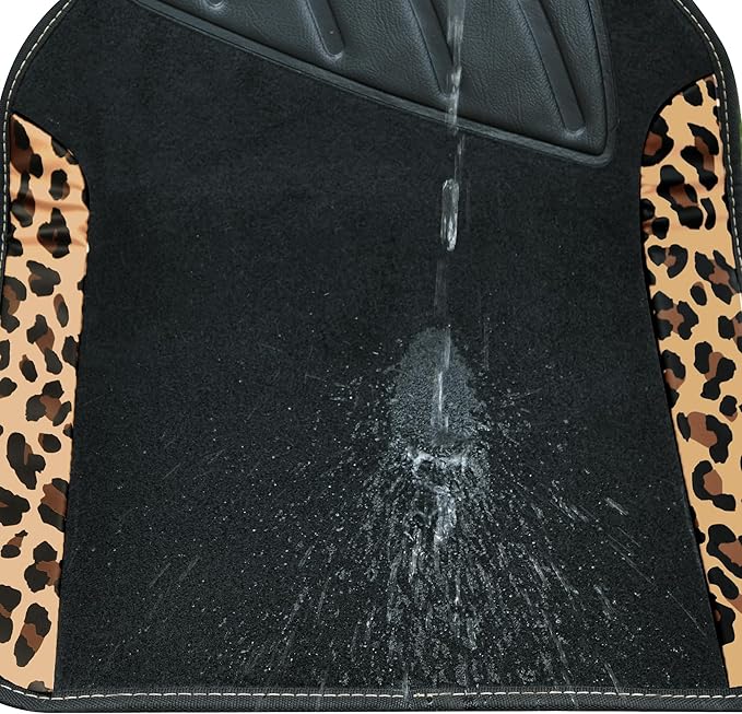 CAR PASS Waterproof Universal Fit Car Floor Mats, Leopard Print Car Mats Fit for SUV,Vans,sedans, Trucks,Set of 4pcs Car Carp