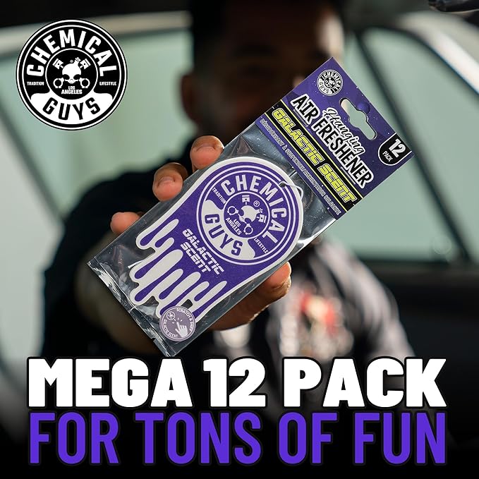 Chemical Guys Hanging Air Freshener, Galactic Scent 12 Pack, Great for Cars, Trucks, SUVs, RVs, Home, Garage, Workspace, Dorm