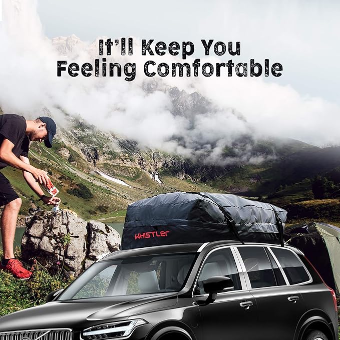 Car Roof Bag Bundle- 100% Waterproof Roof Top Cargo Bag NO Rack Needed + Non Slip Roof Mat & Storage Bag, for Any Car Van or SUV (15 Cubic Feet)