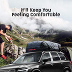 Car Roof Bag Bundle- 100% Waterproof Roof Top Cargo Bag NO Rack Needed + Non Slip Roof Mat & Storage Bag, for Any Car Van or SUV (15 Cubic Feet)