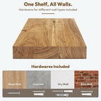 Vivelove Elm Wood Floating Shelves, Wooden Shelves for Wall with Invisible Bracket for Living Room Bedroom Bathroom Office Bo